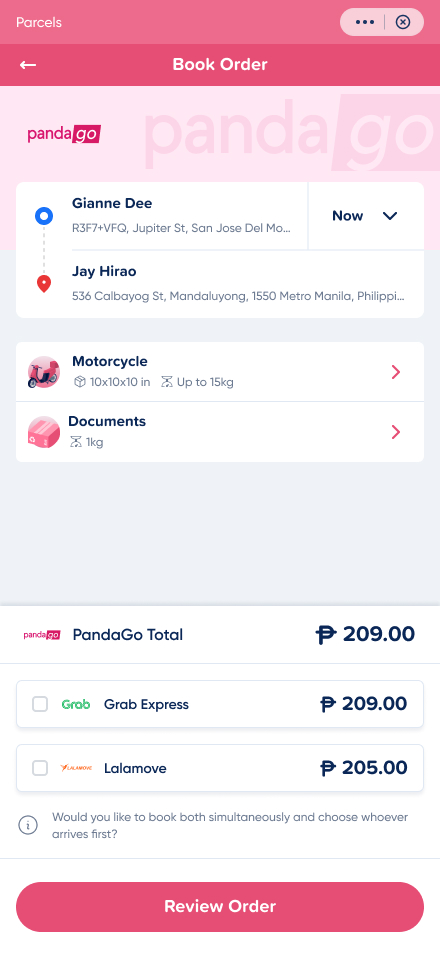 Courier options — delivery windows